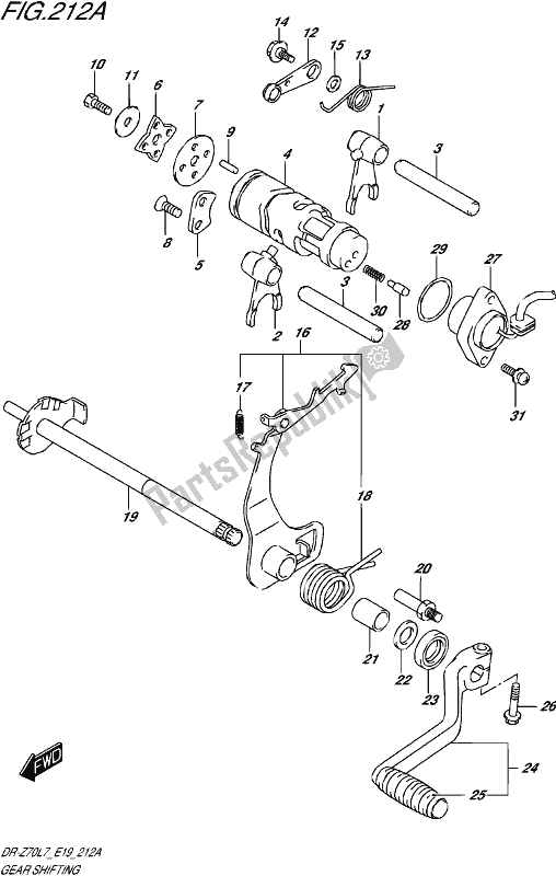 All parts for the Gear Shifting of the Suzuki DR-Z 70 2017