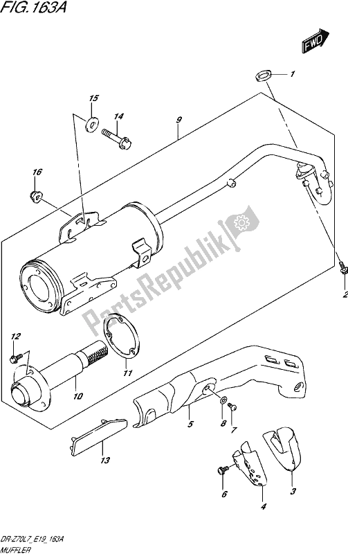 All parts for the Muffler of the Suzuki DR-Z 70 2017