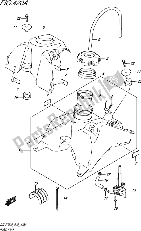 Tutte le parti per il Serbatoio Di Carburante del Suzuki DR-Z 70 2018