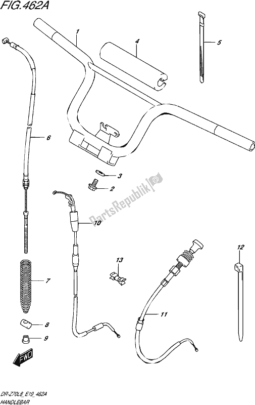 All parts for the Handlebar of the Suzuki DR-Z 70 2018