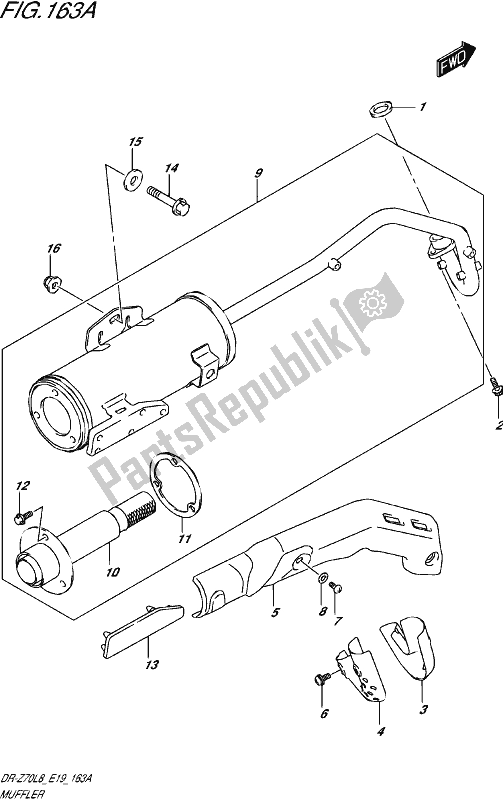 Todas as partes de Silencioso do Suzuki DR-Z 70 2018