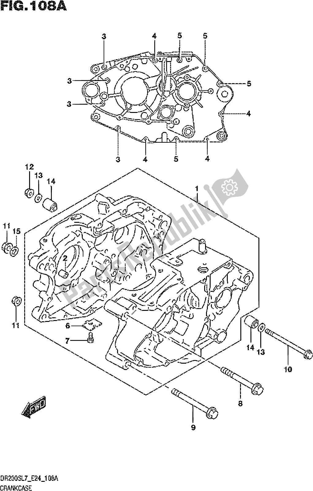 All parts for the Fig. 108a Crankcase of the Suzuki DR 200S 2017