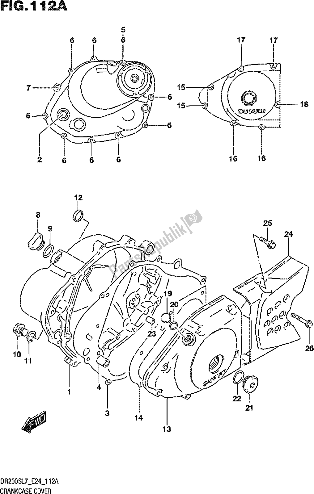 All parts for the Fig. 112a Crankcase Cover of the Suzuki DR 200S 2017