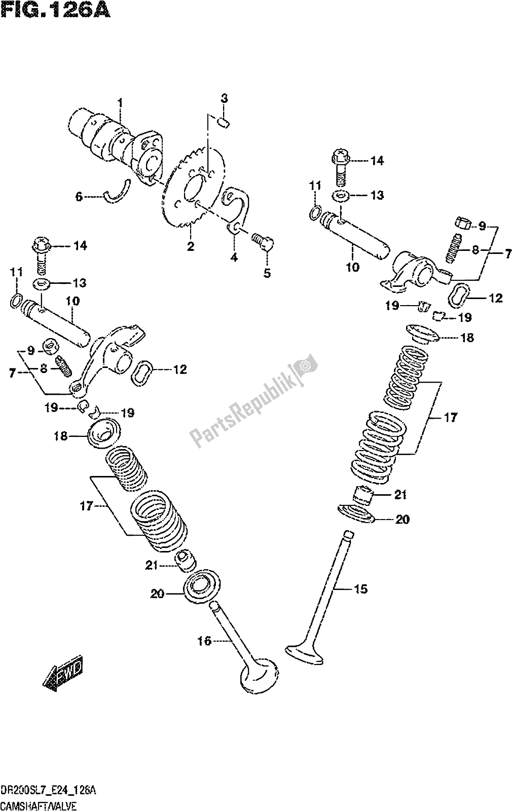 Todas as partes de Fig. 126a Camshaft/valve do Suzuki DR 200S 2017
