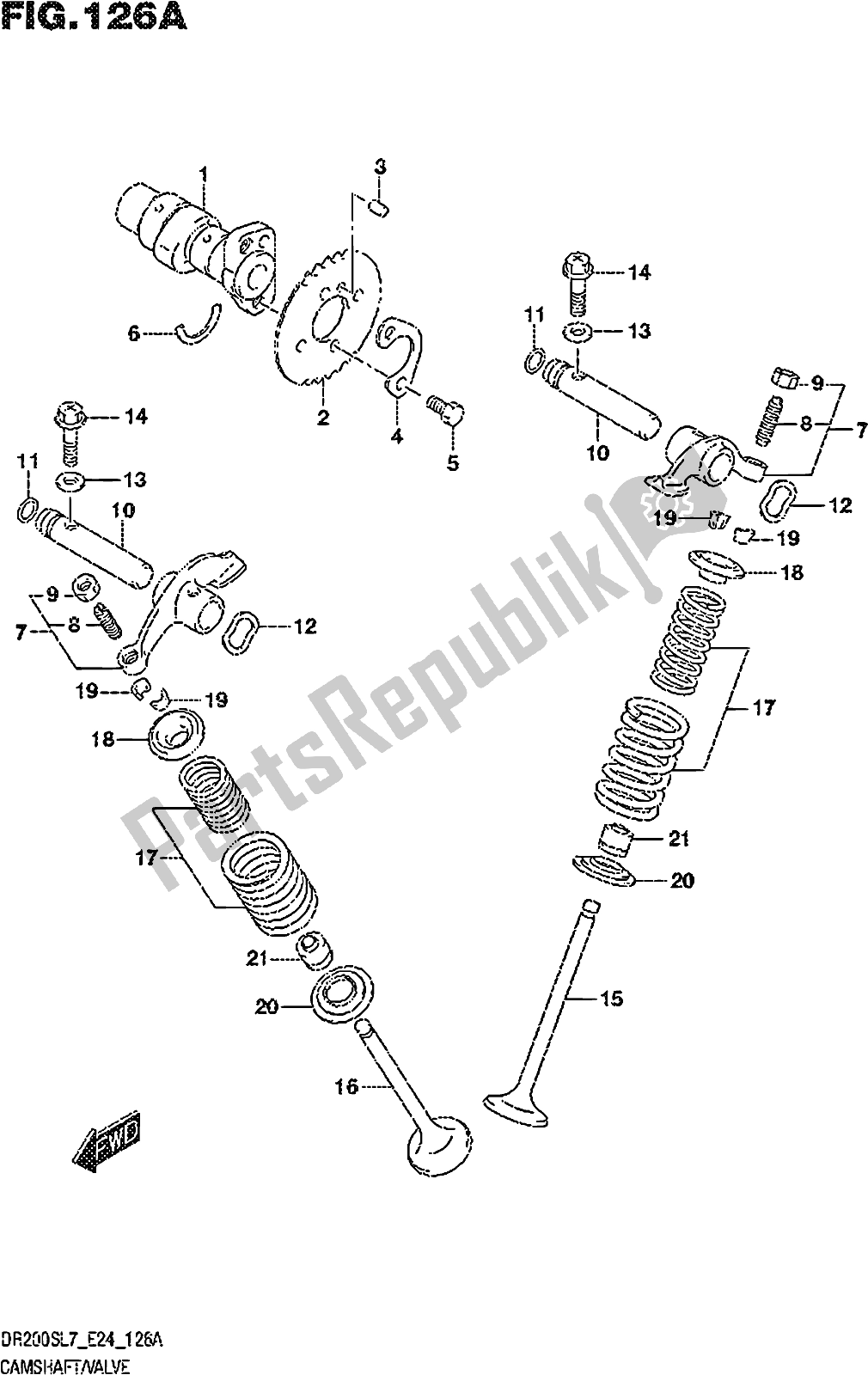 Todas as partes de Fig. 126a Camshaft/valve do Suzuki DR 200S 2017