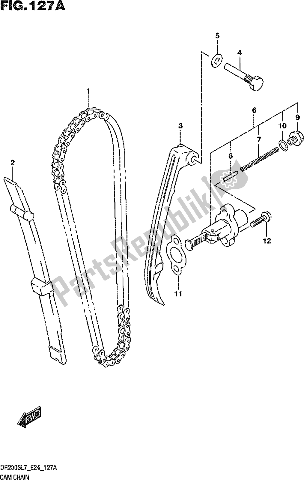 All parts for the Fig. 127a Cam Chain of the Suzuki DR 200S 2017