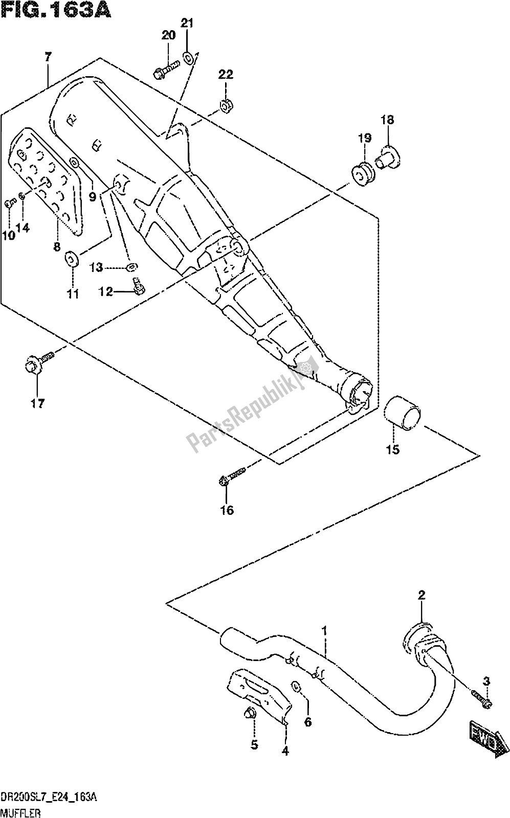 Todas as partes de Fig. 163a Muffler do Suzuki DR 200S 2017