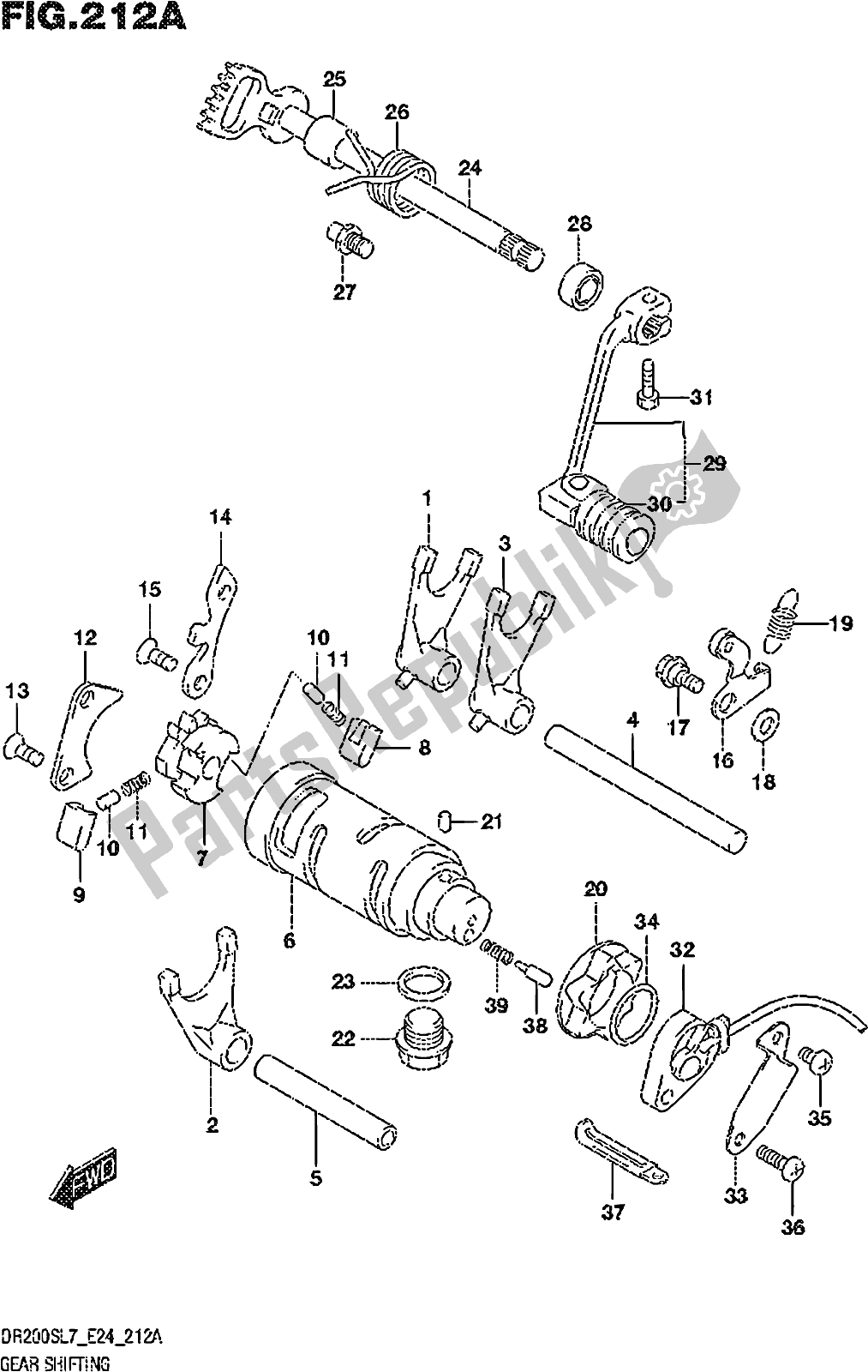 All parts for the Fig. 212a Gear Shifting of the Suzuki DR 200S 2017