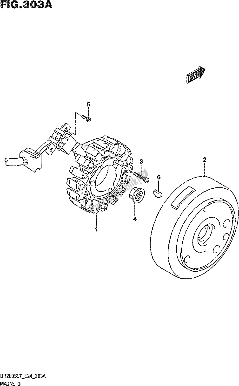 Alle onderdelen voor de Fig. 303a Magneto van de Suzuki DR 200S 2017