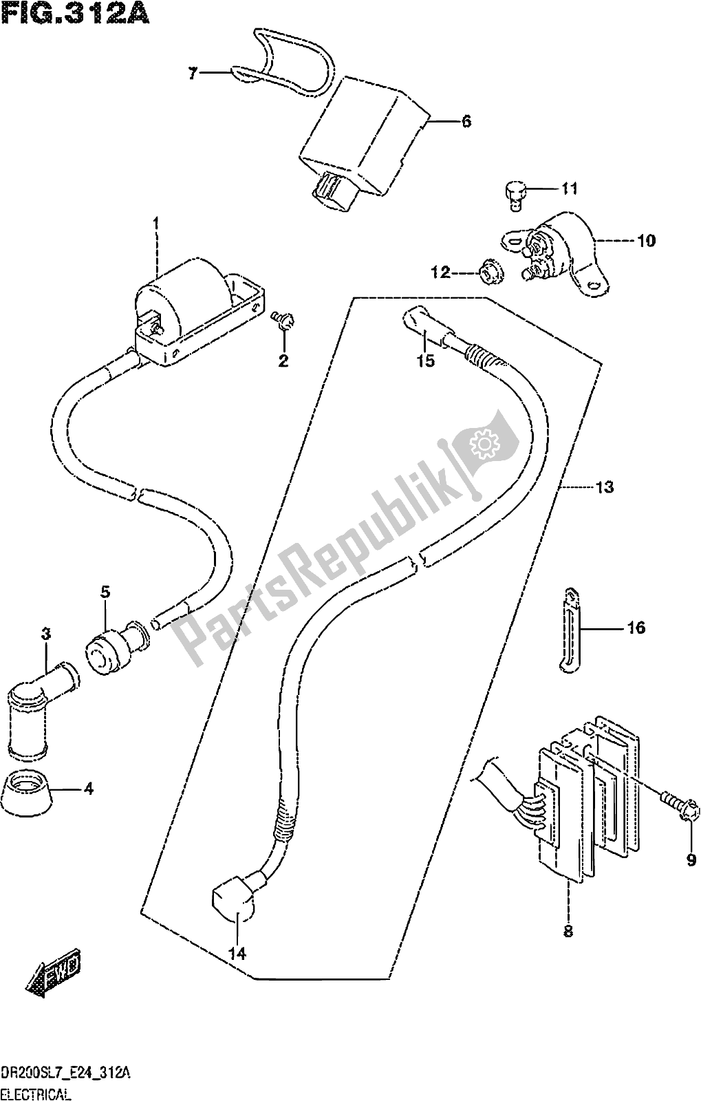 All parts for the Fig. 312a Electrical of the Suzuki DR 200S 2017