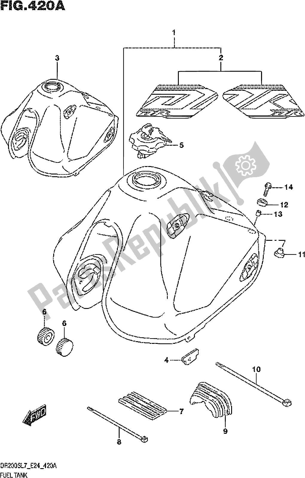 Todas las partes para Fig. 420a Fuel Tank de Suzuki DR 200S 2017