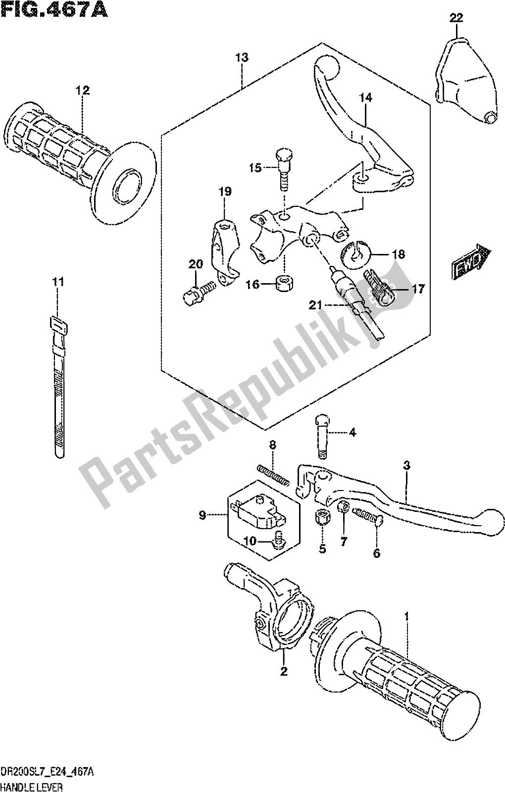 Todas as partes de Fig. 467a Handle Lever do Suzuki DR 200S 2017