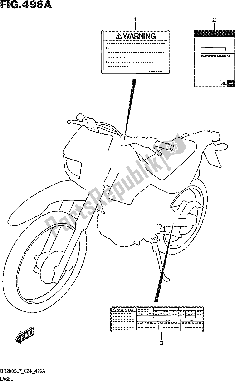 All parts for the Fig. 496a Label of the Suzuki DR 200S 2017