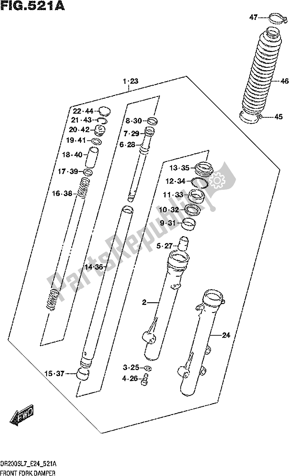 Todas as partes de Fig. 521a Front Fork Damper do Suzuki DR 200S 2017