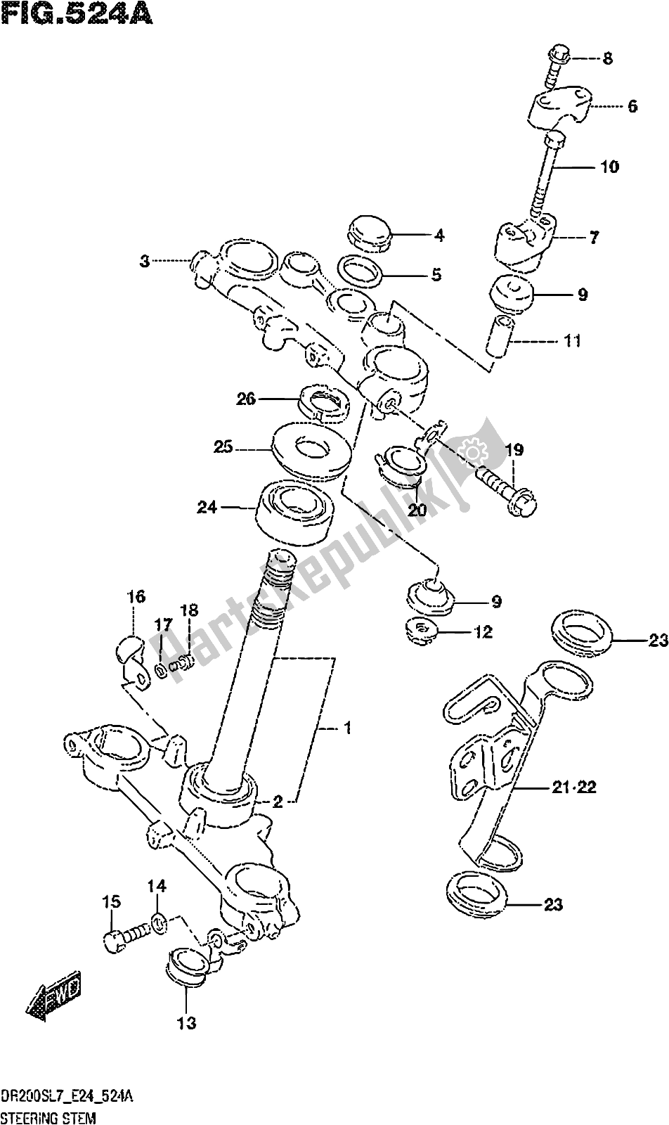 All parts for the Fig. 524a Steering Stem of the Suzuki DR 200S 2017