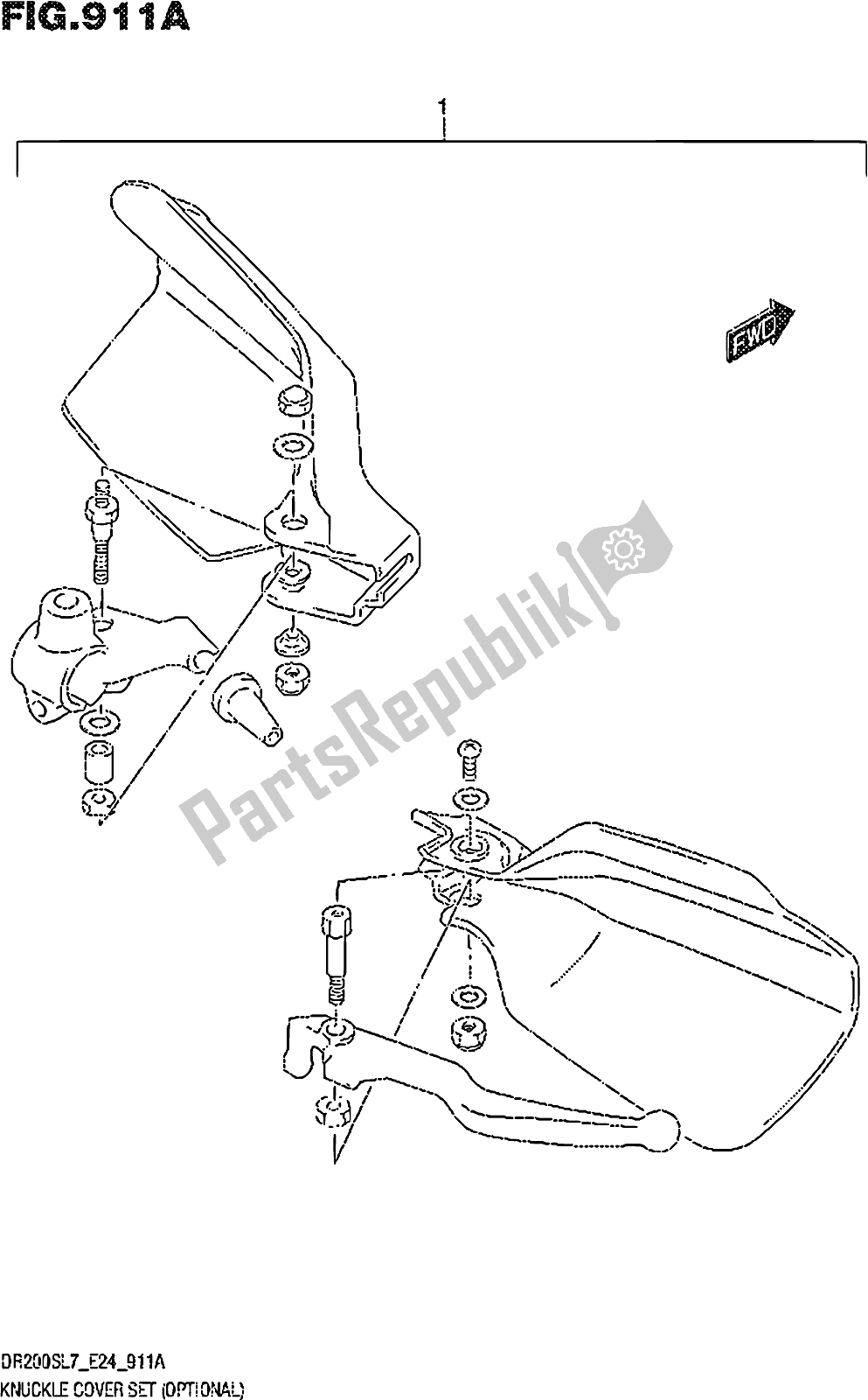 All parts for the Fig. 911a Knuckle Cover Set (optional) of the Suzuki DR 200S 2017