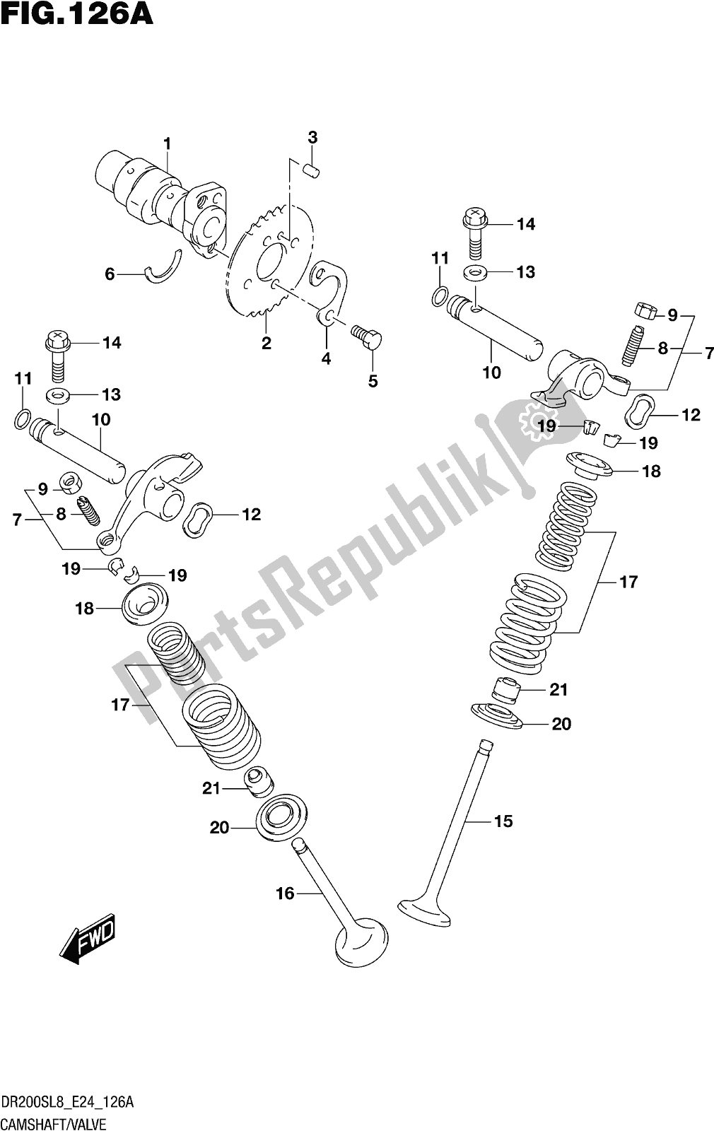 Toutes les pièces pour le Fig. 126a Camshaft/valve du Suzuki DR 200S 2018