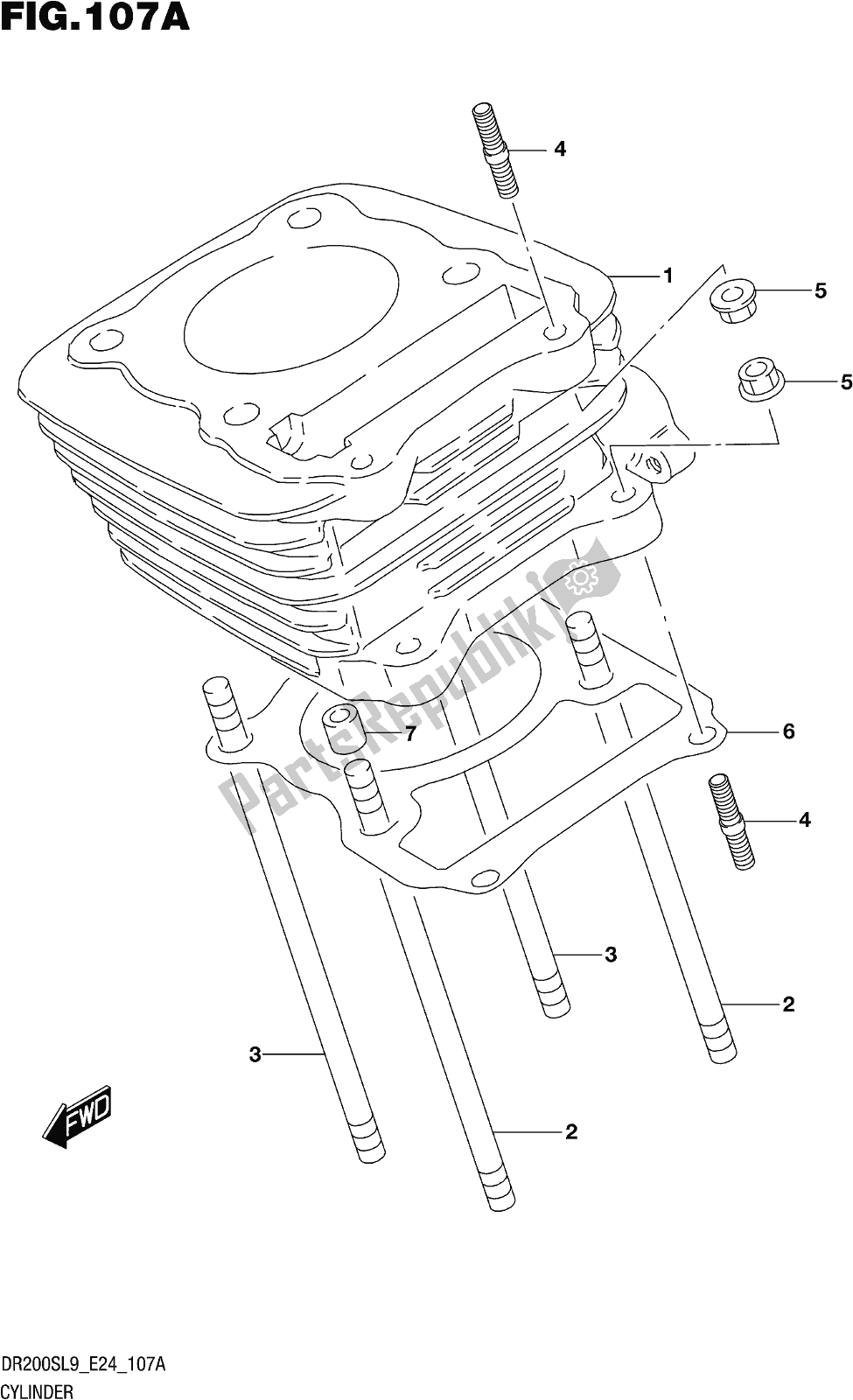 All parts for the Fig. 107a Cylinder of the Suzuki DR 200S 2019