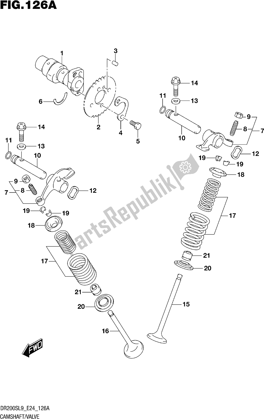All parts for the Fig. 126a Camshaft/valve of the Suzuki DR 200S 2019