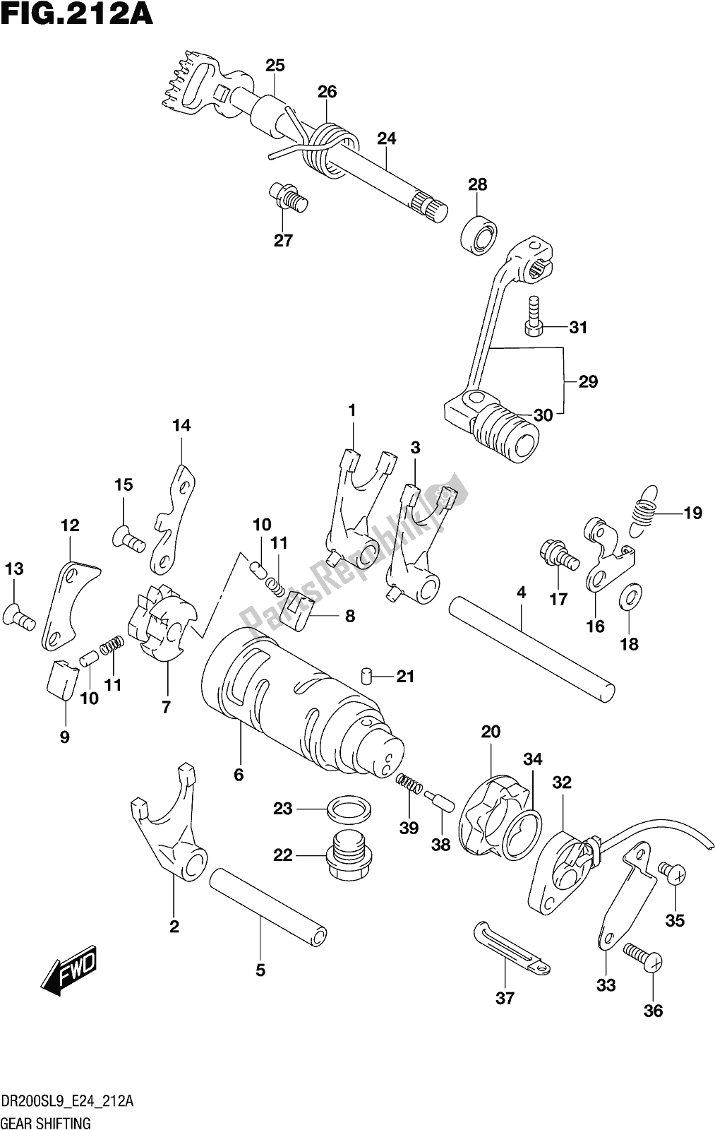 All parts for the Fig. 212a Gear Shifting of the Suzuki DR 200S 2019