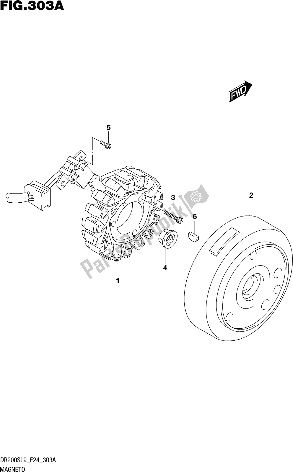 All parts for the Fig. 303a Magneto of the Suzuki DR 200S 2019