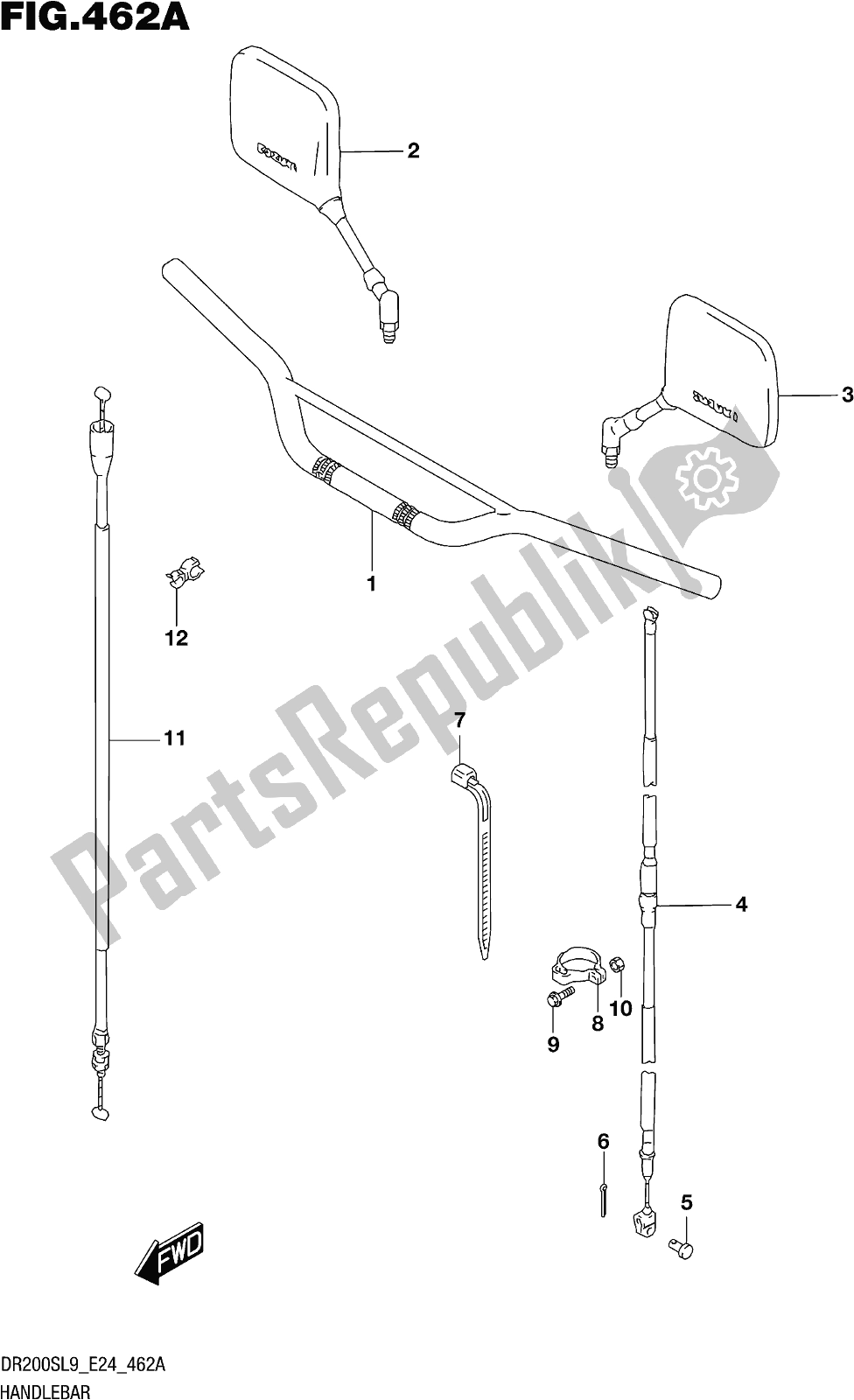 All parts for the Fig. 462a Handlebar of the Suzuki DR 200S 2019