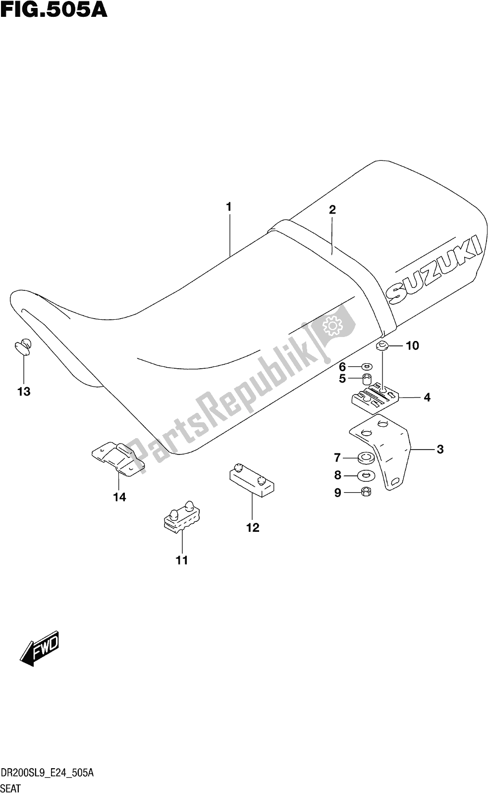 All parts for the Fig. 505a Seat of the Suzuki DR 200S 2019