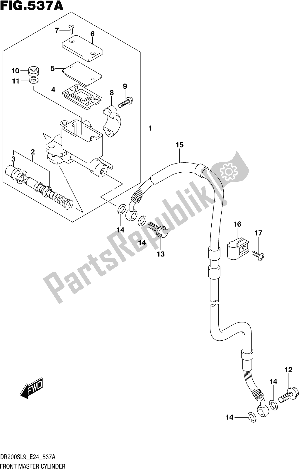 All parts for the Fig. 537a Front Master Cylinder of the Suzuki DR 200S 2019