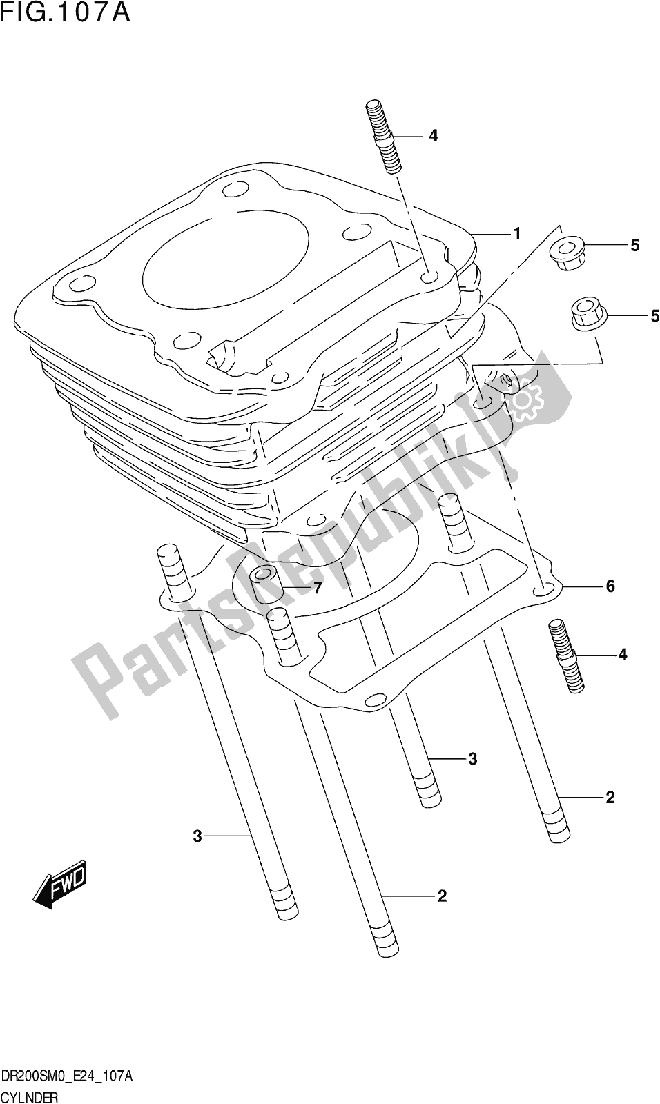 All parts for the Fig. 107a Cylinder of the Suzuki DR 200S 2020