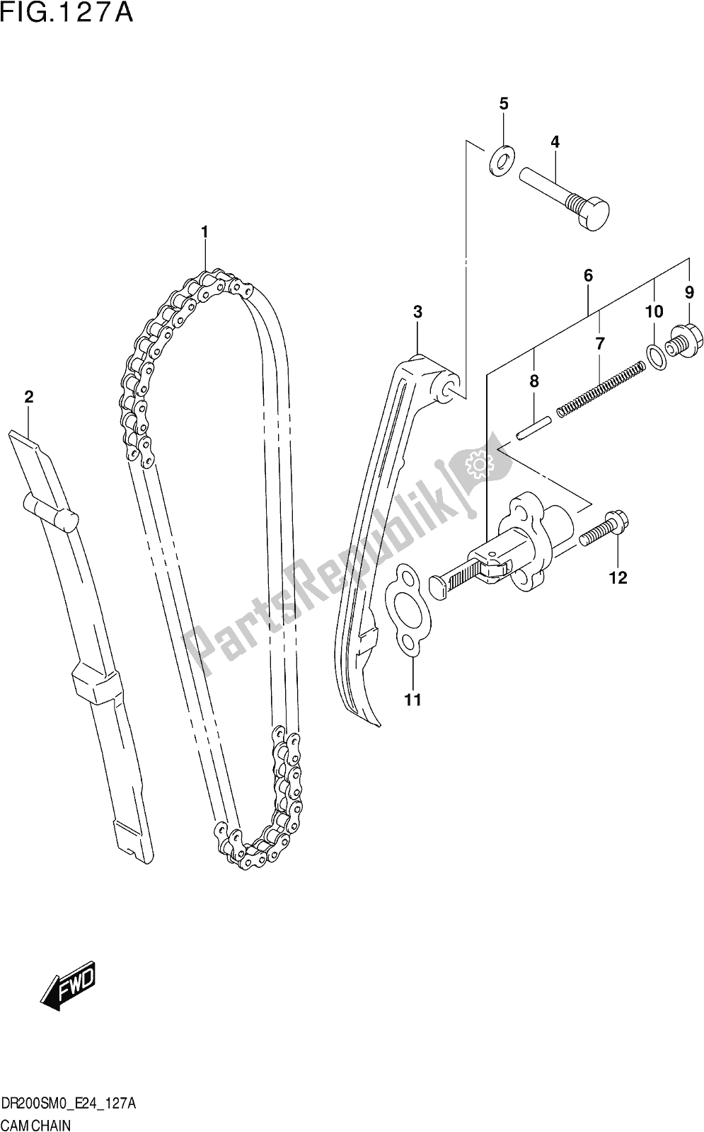 Alle onderdelen voor de Fig. 127a Cam Chain van de Suzuki DR 200S 2020