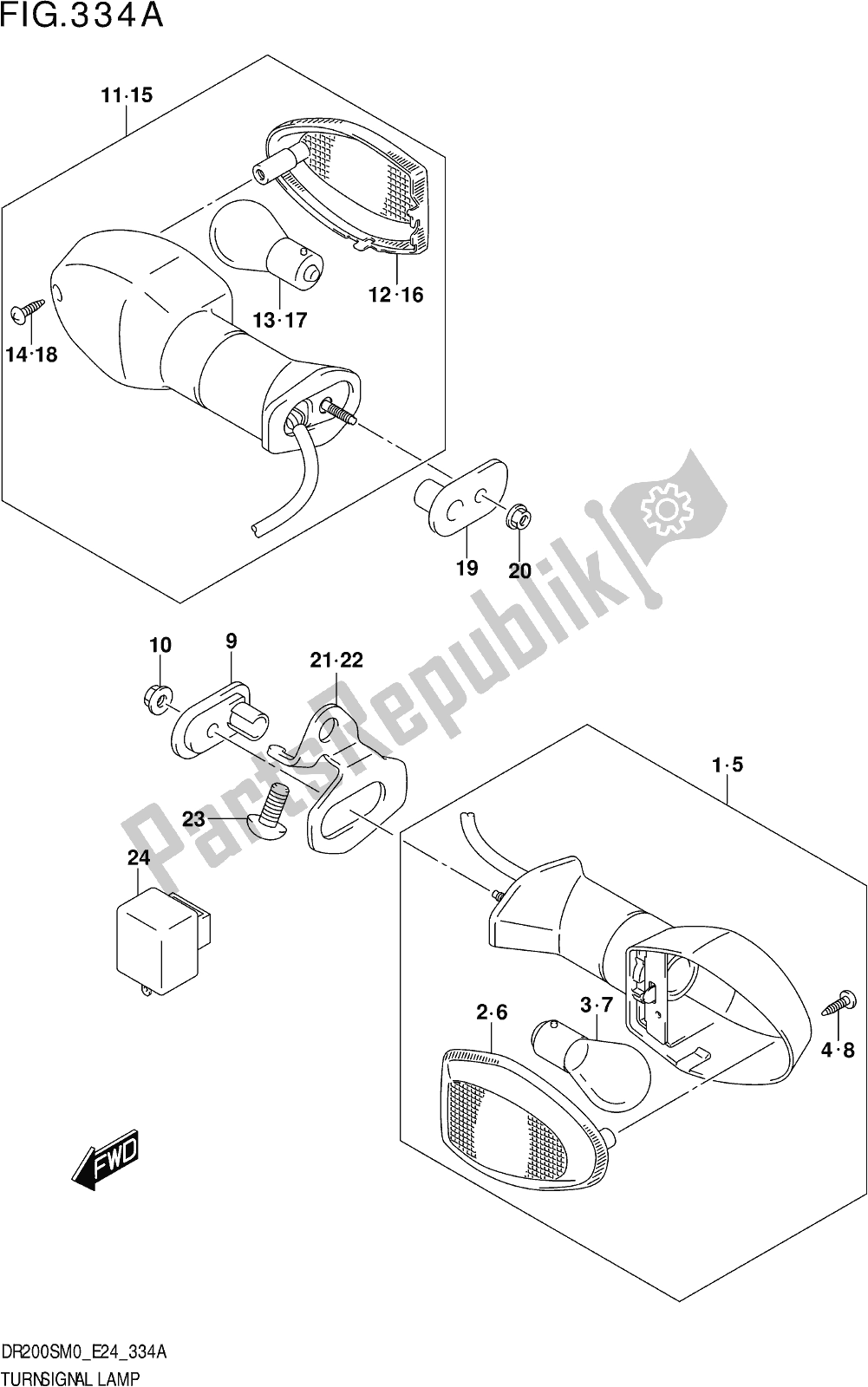 Tutte le parti per il Fig. 334a Turnsignal Lamp del Suzuki DR 200S 2020