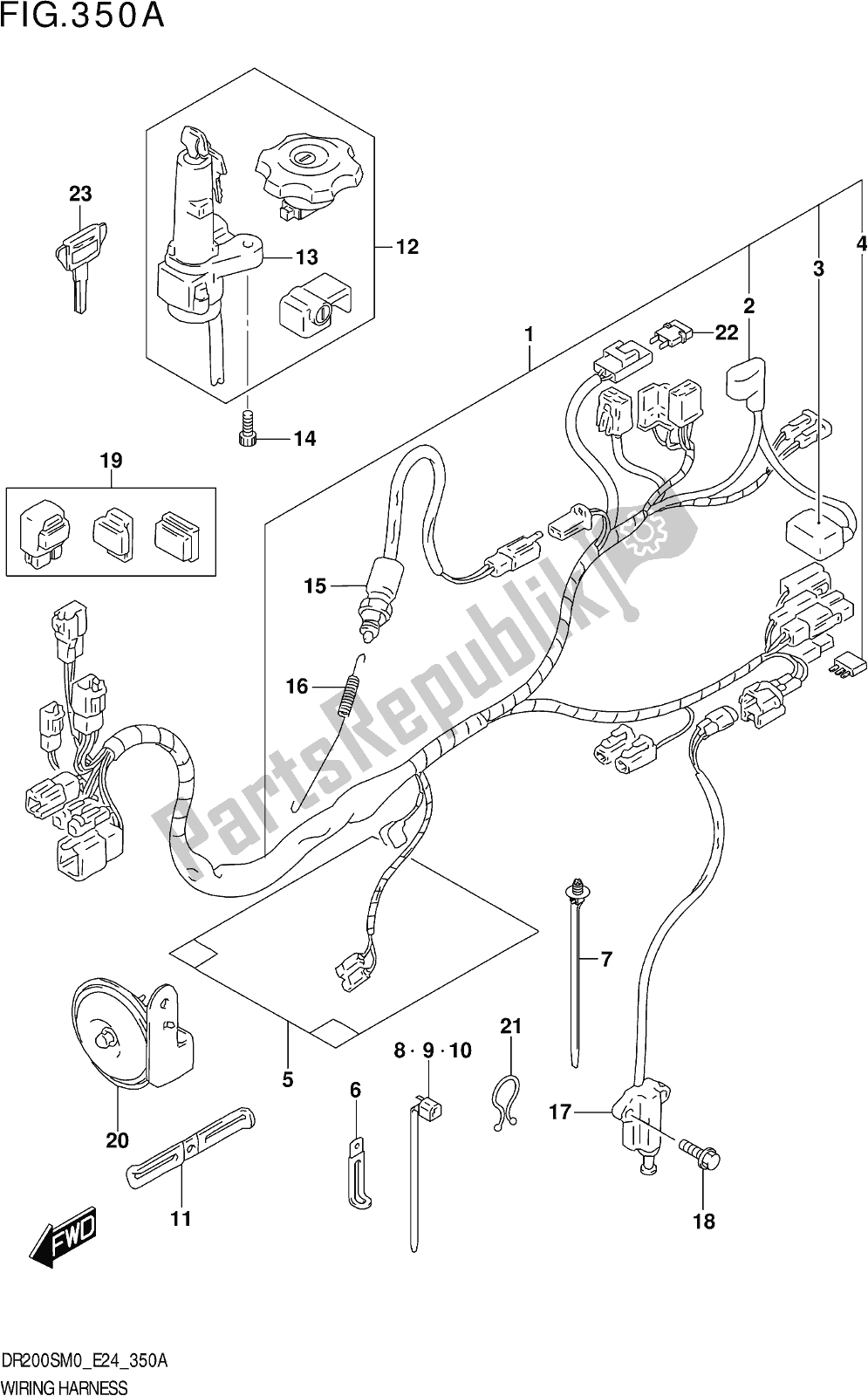 Todas as partes de Fig. 350a Wiring Harness do Suzuki DR 200S 2020