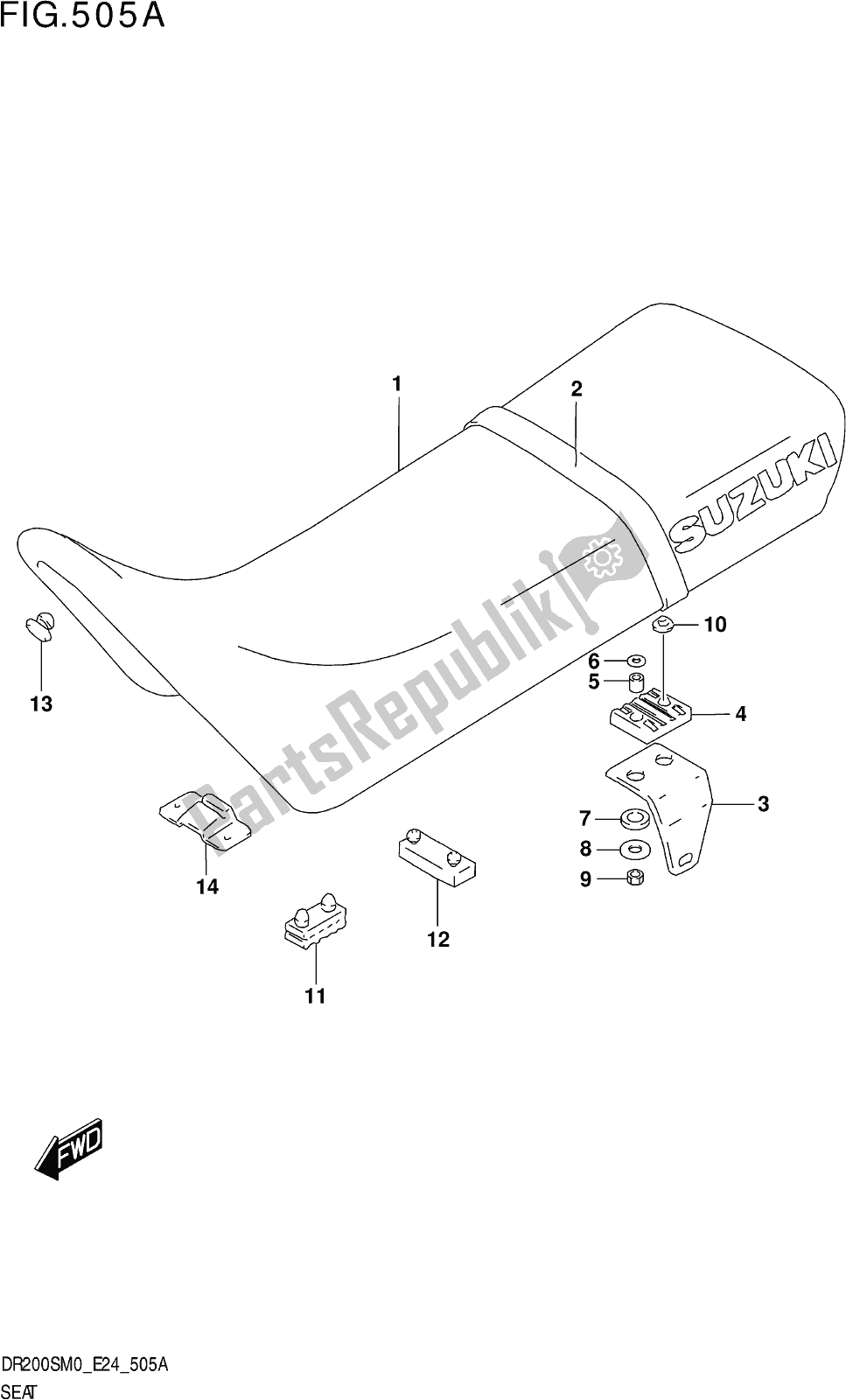 Alle onderdelen voor de Fig. 505a Seat van de Suzuki DR 200S 2020