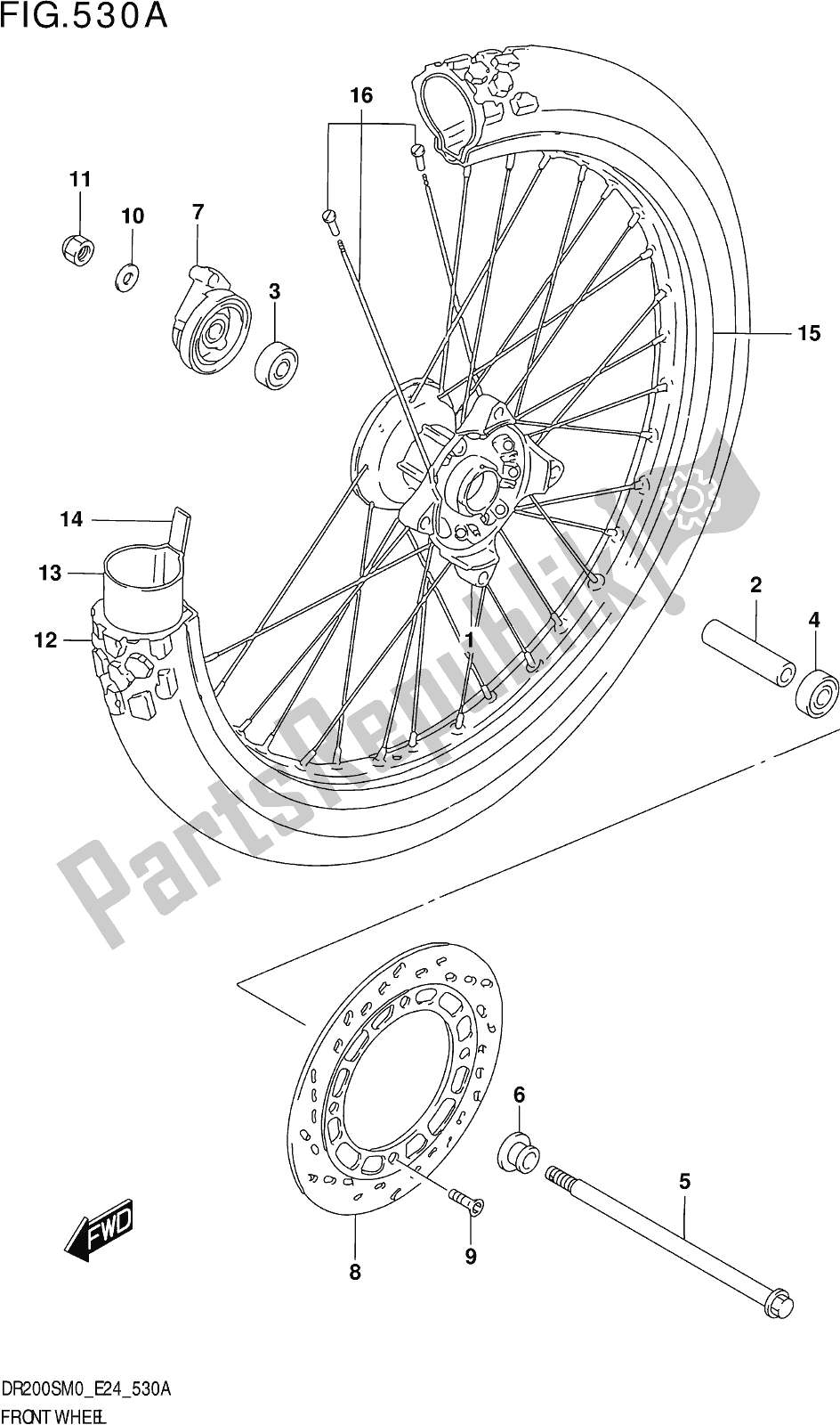 Wszystkie części do Fig. 530a Front Wheel Suzuki DR 200S 2020