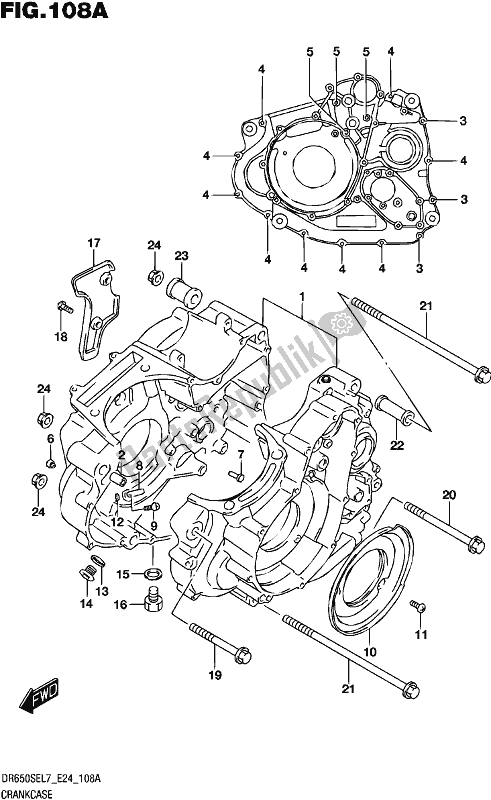 All parts for the Crankcase of the Suzuki DR 650 SE 2017