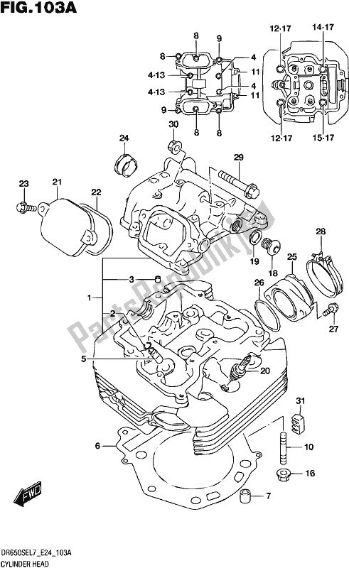 Alle onderdelen voor de Cilinderkop van de Suzuki DR 650 SE 2017