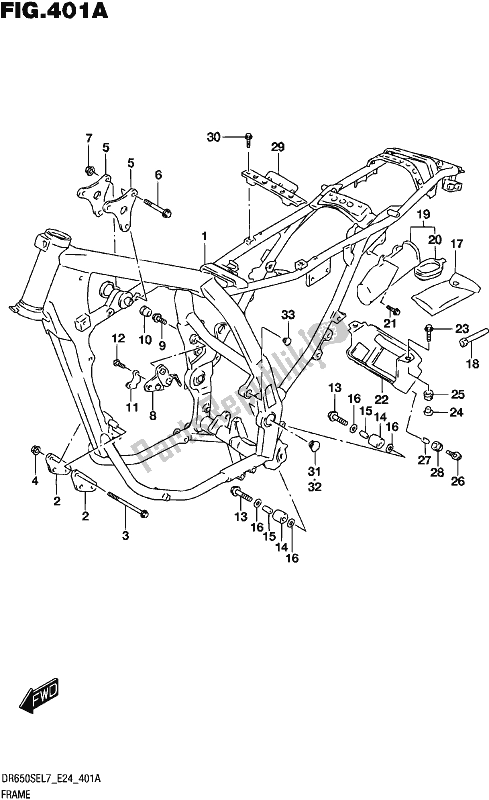 All parts for the Frame of the Suzuki DR 650 SE 2017