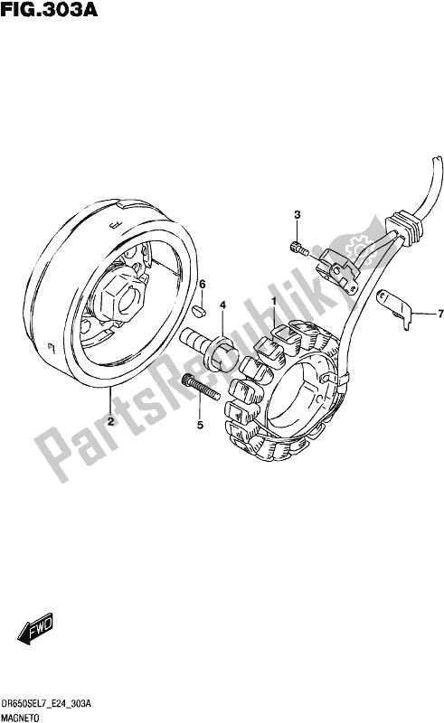 All parts for the Magneto of the Suzuki DR 650 SE 2017