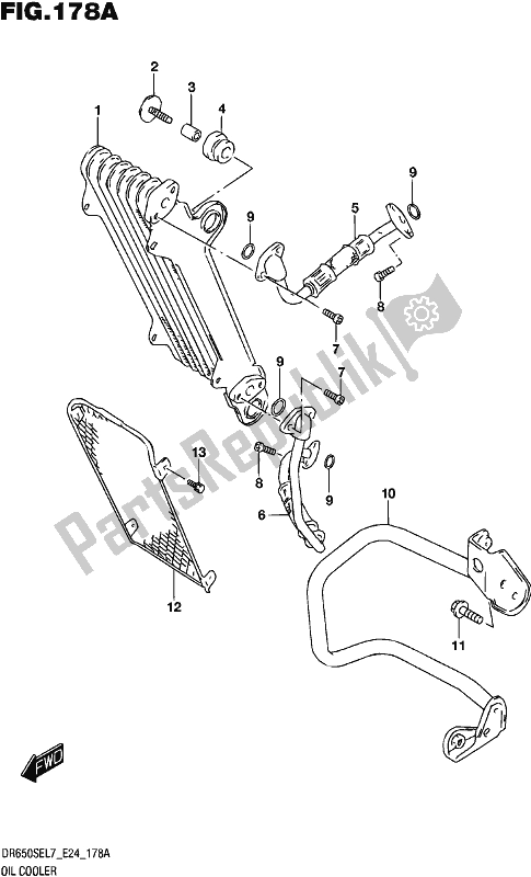 All parts for the Oil Cooler of the Suzuki DR 650 SE 2017