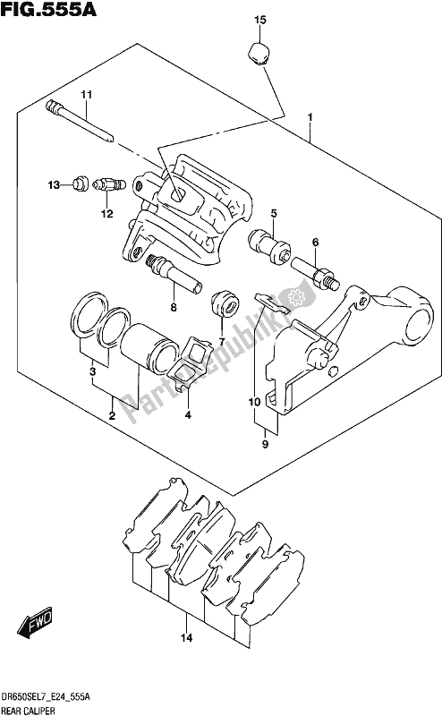 All parts for the Rear Caliper of the Suzuki DR 650 SE 2017