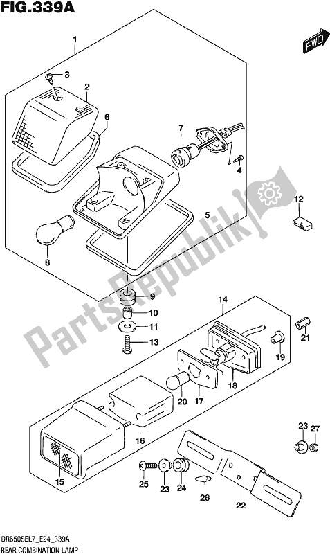 All parts for the Rear Combination Lamp of the Suzuki DR 650 SE 2017