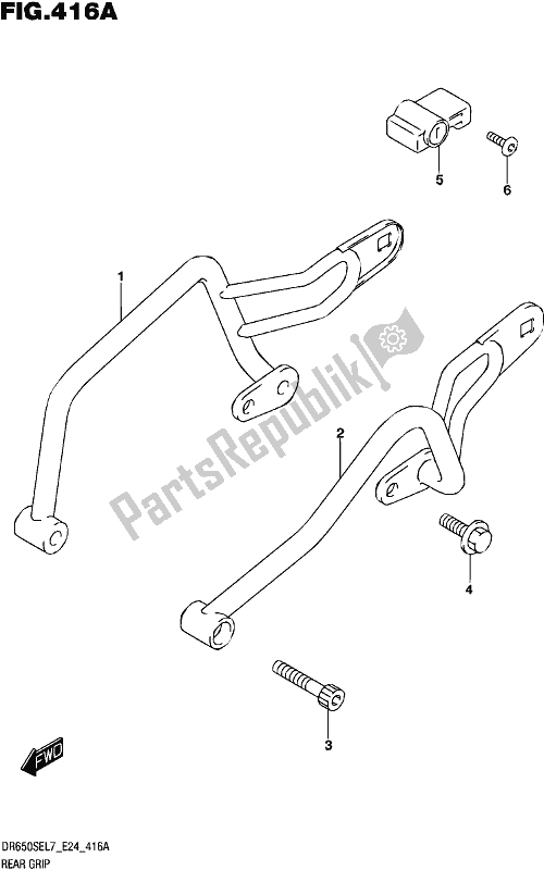 All parts for the Rear Grip of the Suzuki DR 650 SE 2017