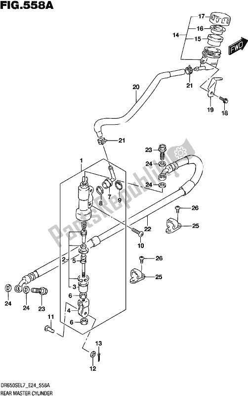 All parts for the Rear Master Cylinder of the Suzuki DR 650 SE 2017