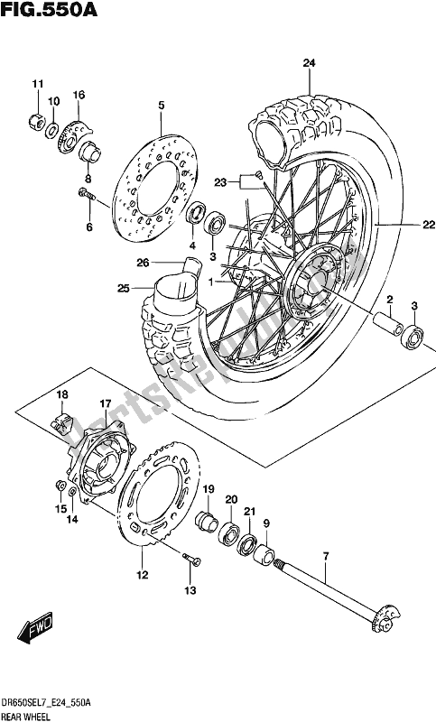 All parts for the Rear Wheel of the Suzuki DR 650 SE 2017