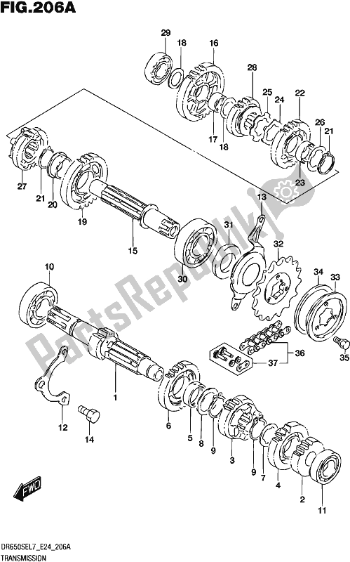 All parts for the Transmission of the Suzuki DR 650 SE 2017