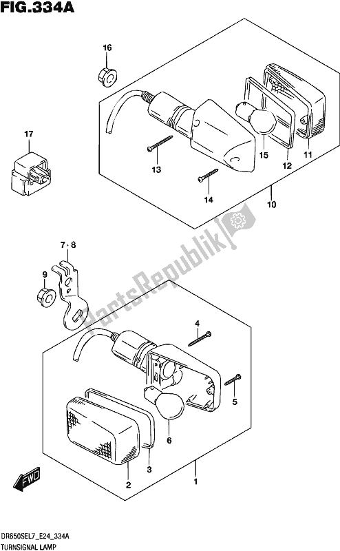 All parts for the Turnsignal Lamp of the Suzuki DR 650 SE 2017