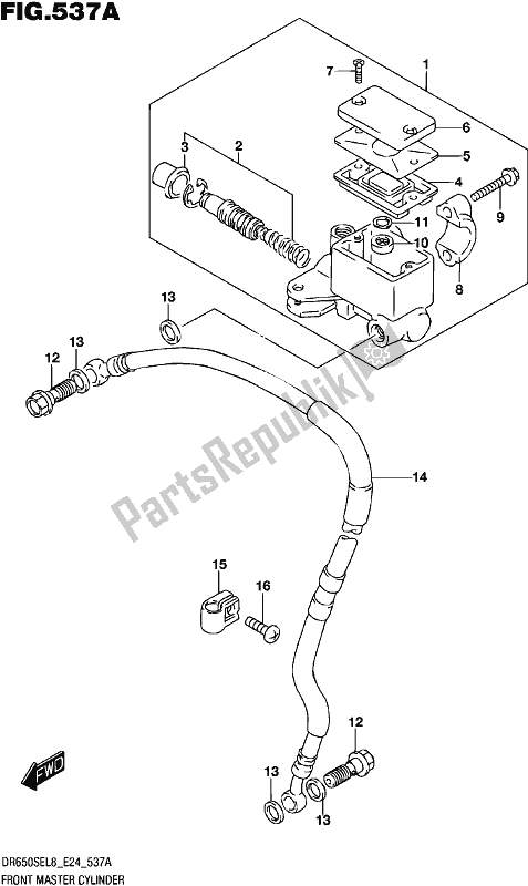 All parts for the Front Master Cylinder of the Suzuki DR 650 SE 2018