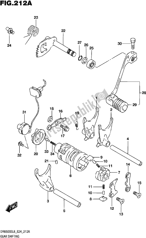 All parts for the Gear Shifting of the Suzuki DR 650 SE 2018