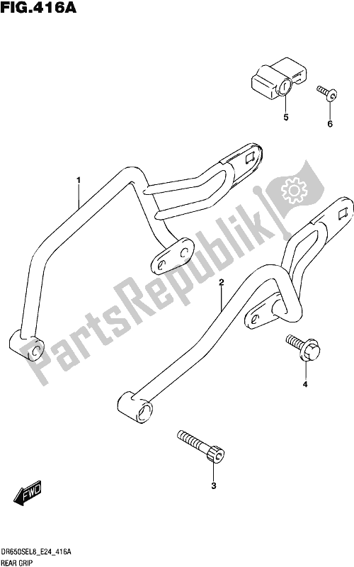 All parts for the Rear Grip of the Suzuki DR 650 SE 2018