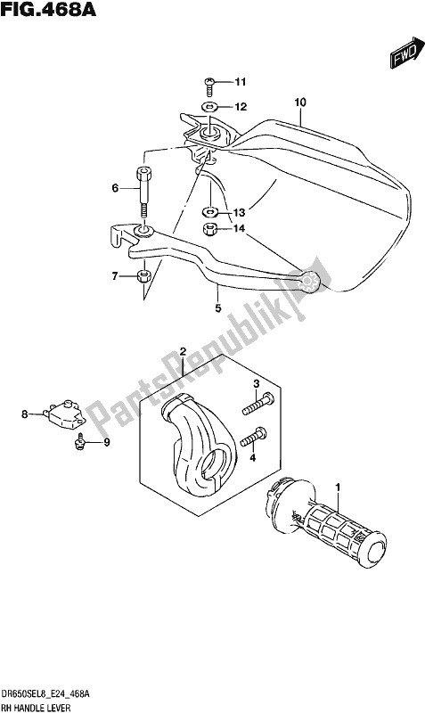 Tutte le parti per il Leva Dell'impugnatura Rh del Suzuki DR 650 SE 2018